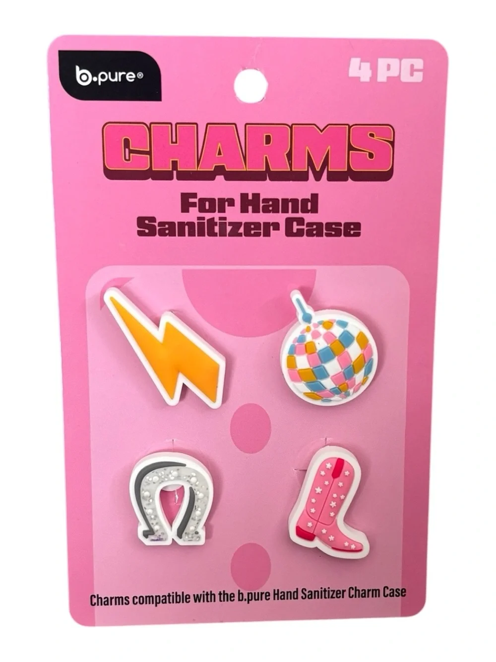 Silver Hand Sanitizer Charm Case with 4-Piece Charms